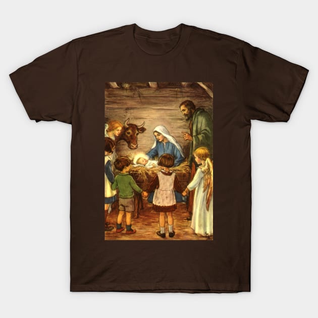 Vintage Christmas Nativity Scene T-Shirt by MasterpieceCafe